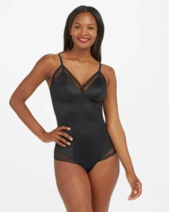Spanx Spotlight On Lace Satin Thong Bodysuit