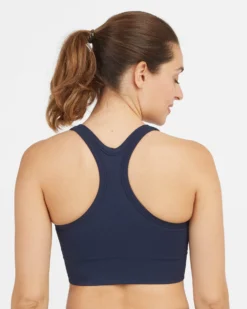 Spanx Seamless Sculpt Chevron Ribbed Longline Medium Impact Sports Bra