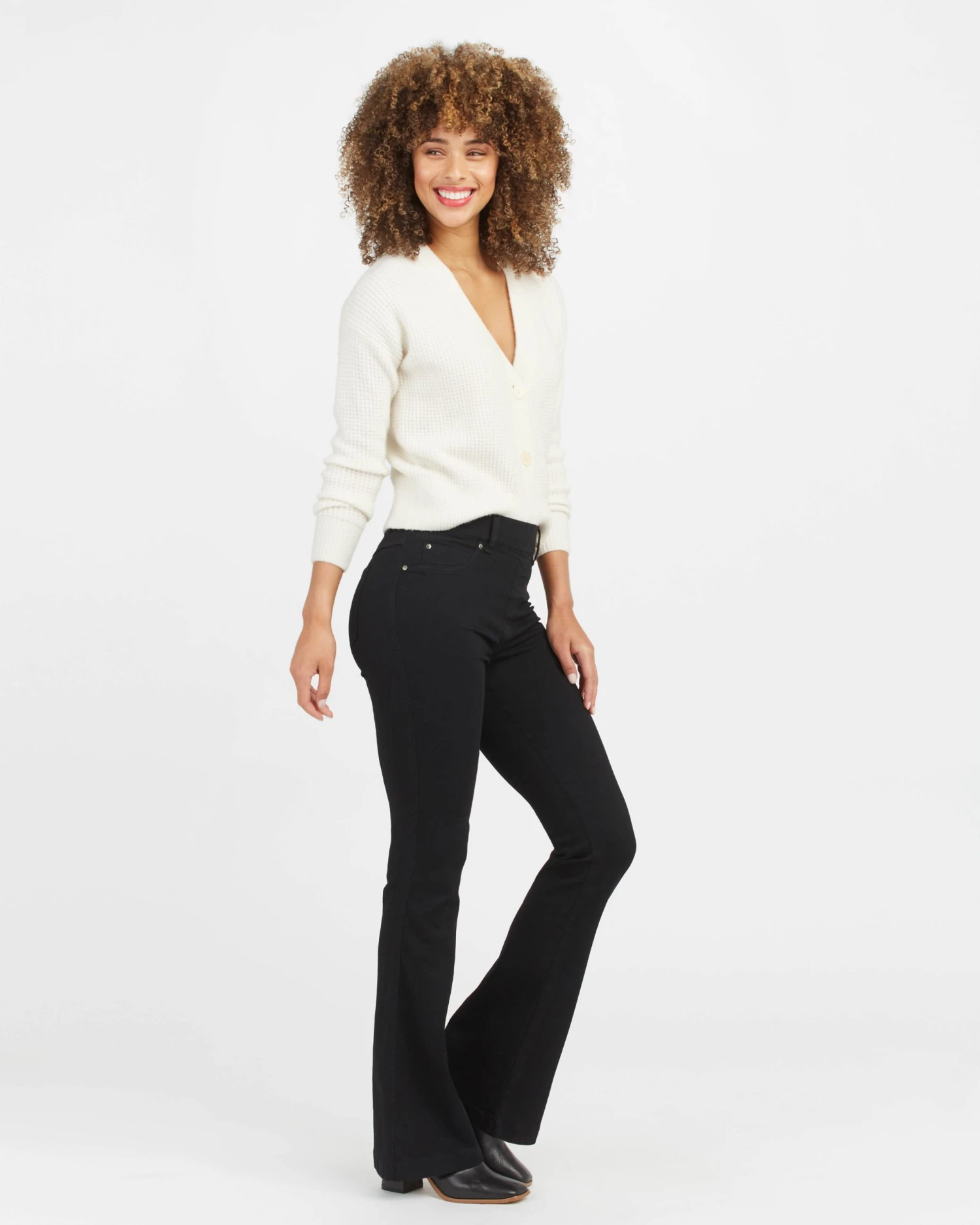Spanx Back In Stock Flare Jeans, Clean Black 5 Spanx Back In Stock Flare Jeans, Clean Black