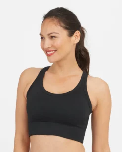 Spanx Seamless Sculpt Chevron Ribbed Longline Medium Impact Sports Bra