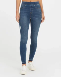 Spanx Distressed Ankle Skinny Jeans, Medium Wash Comfy Essentials