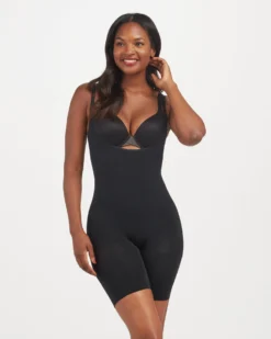 Spanx Power Open-Bust Mid-Thigh Bodysuit Shop All Shapewear