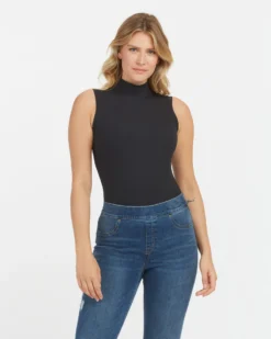 Spanx Suit Yourself Ribbed Mock Neck Sleeveless Bodysuit