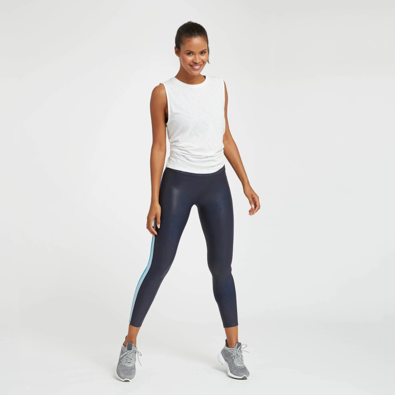 Spanx Faux Leather Track Stripe 7/8 Leggings 8 Spanx Faux Leather Track Stripe 7/8 Leggings