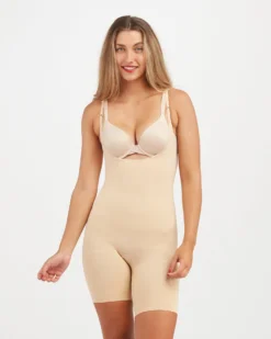 Spanx Power Open-Bust Mid-Thigh Bodysuit Shop All Shapewear