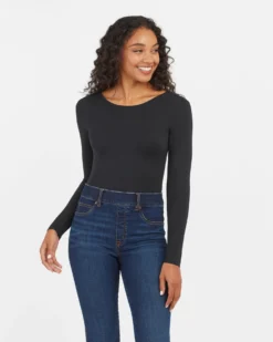 Spanx Suit Yourself Long Sleeve Scoop Neck Bodysuit Shop All Clothing