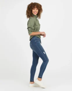 Spanx Distressed Ankle Skinny Jeans, Medium Wash Comfy Essentials