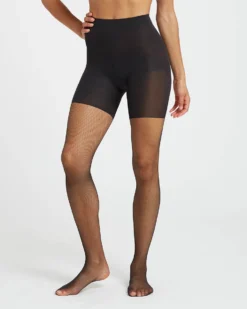 Spanx Micro-Fishnet Mid-Thigh Shaping Tights Hosiery