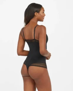 Spanx Spotlight On Lace Satin Thong Bodysuit