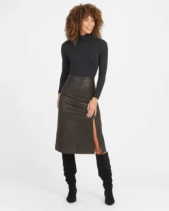 Spanx Leather-Like Midi Skirt