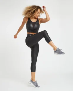 Spanx Faux Leather Medium Impact Sports Bra 9 Spanx Faux Leather Medium Impact Sports Bra