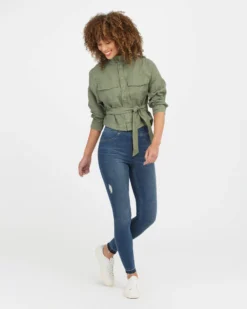 Spanx Distressed Ankle Skinny Jeans, Medium Wash Comfy Essentials