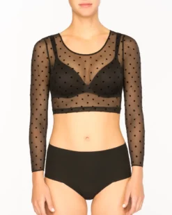 Spanx® Sheer Fashion Flocked Dot Crop Top Shop All Clothing