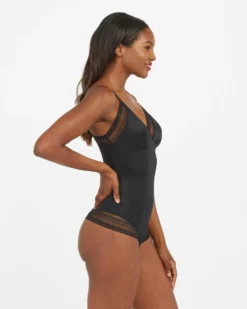Spanx Spotlight On Lace Satin Thong Bodysuit