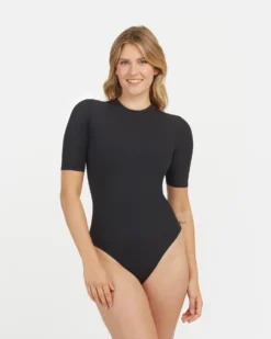 Spanx New Arrivals Suit Yourself Ribbed Crew Neck Short Sleeve Bodysuit