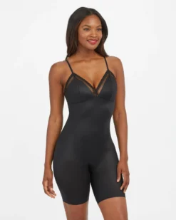Spanx Spotlight On Lace Satin Mid-Thigh Bodysuit