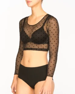 Spanx® Sheer Fashion Flocked Dot Crop Top Shop All Clothing
