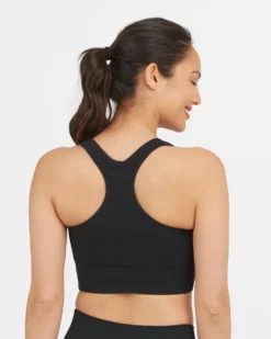 Spanx Seamless Sculpt Chevron Ribbed Longline Medium Impact Sports Bra