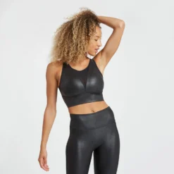 Spanx Faux Leather Medium Impact Sports Bra